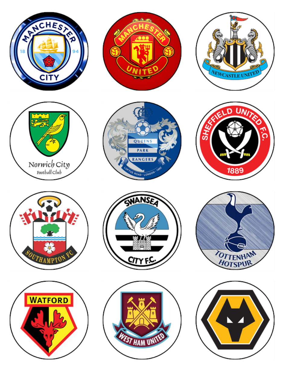 Soccer Team Logos Edible Icing Cake & Cupcake Toppers