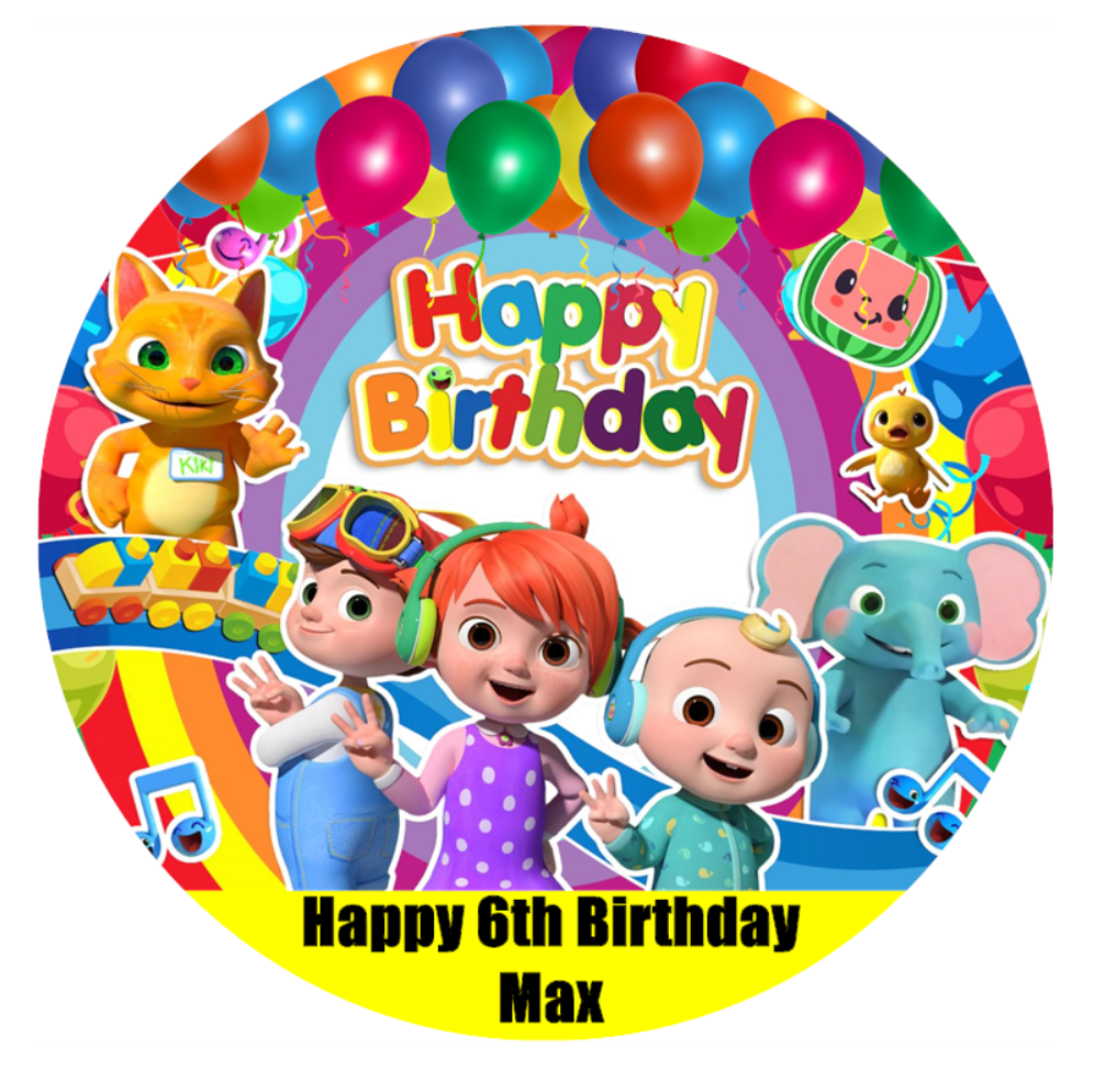 Cocomelon Edible Icing Cake Toppers – Birthday Cake Fun