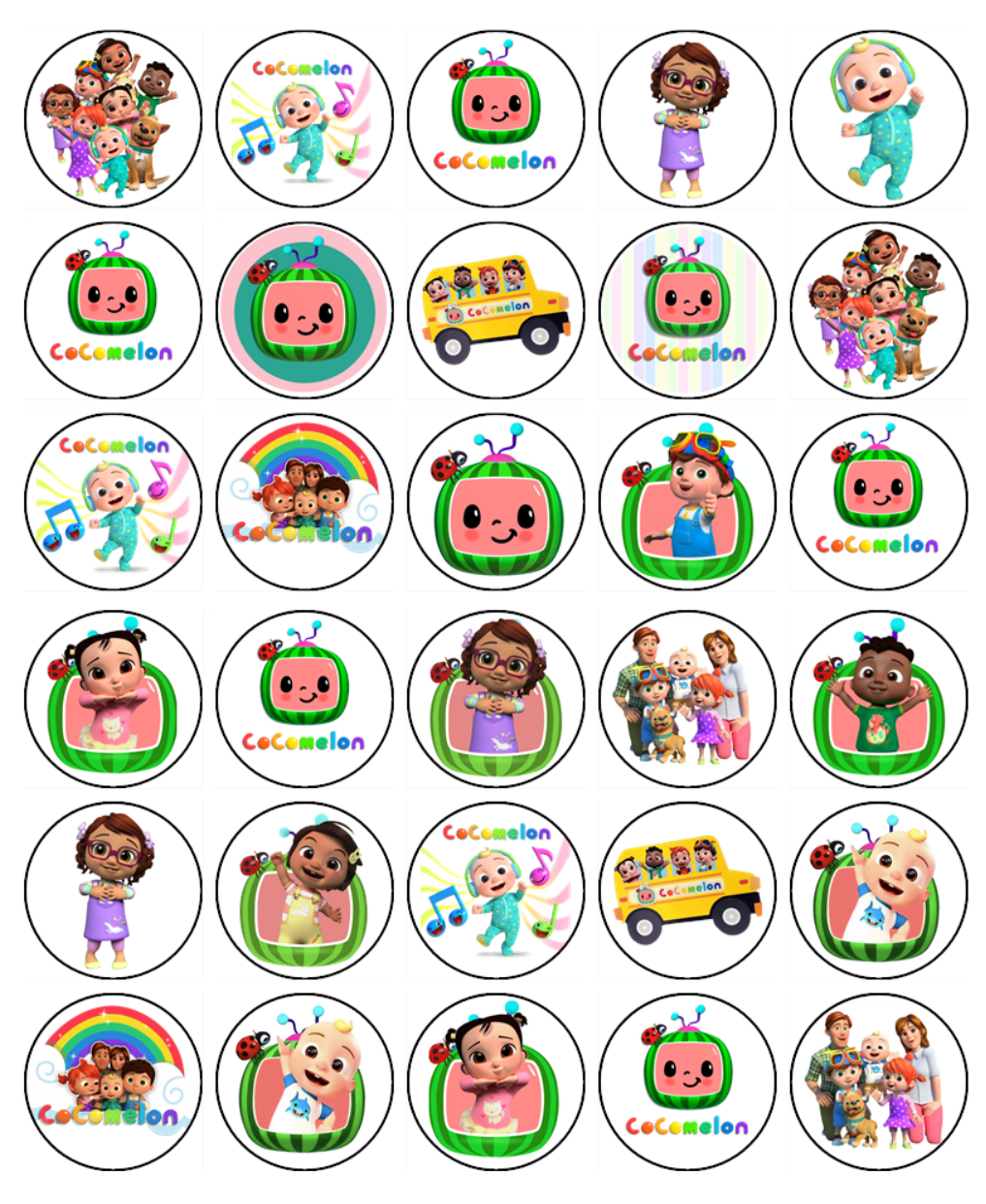 Cocomelon Edible Icing Cupcake Toppers – Party Fun