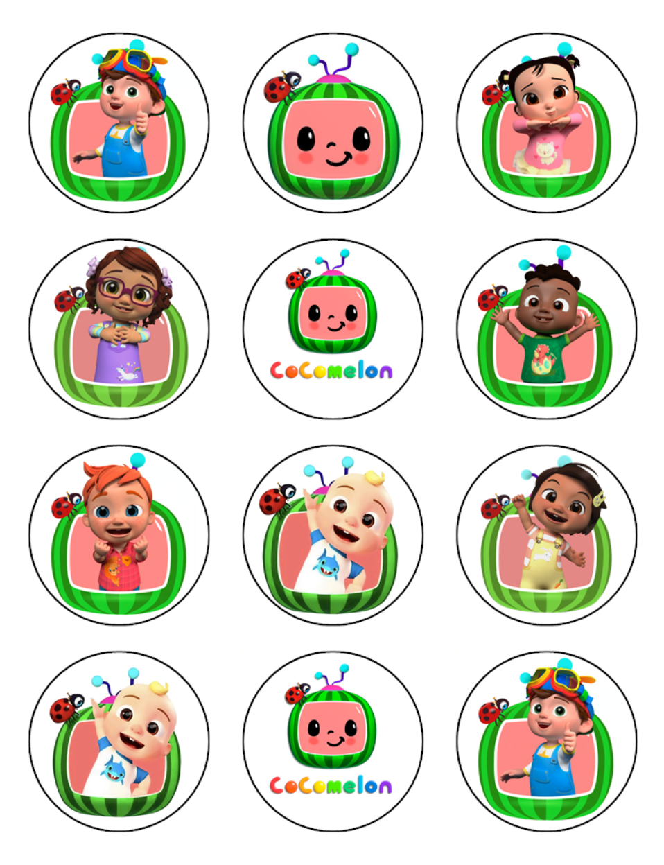 Cocomelon Edible Icing Cupcake Toppers – Party Fun