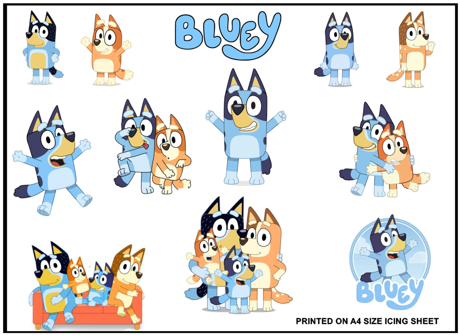 Bluey Edible Icing Cake Toppers A4 – Fun Party Cut-Outs