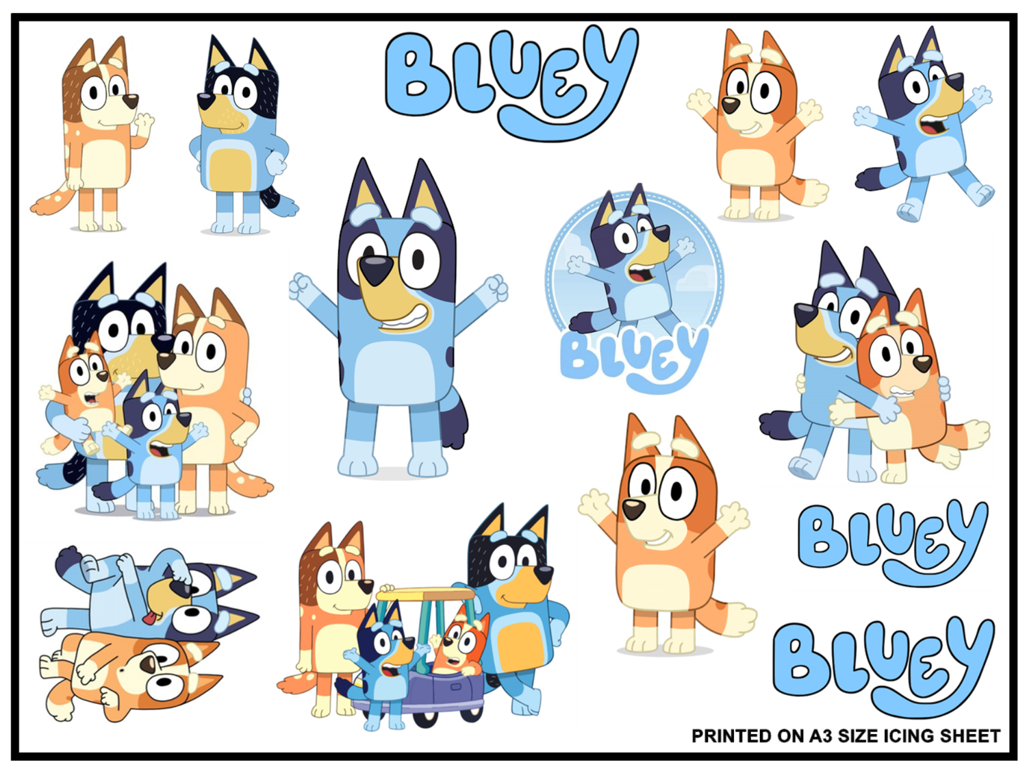 Bluey Edible Icing Cake Toppers A3 – Cut-Outs for Parties