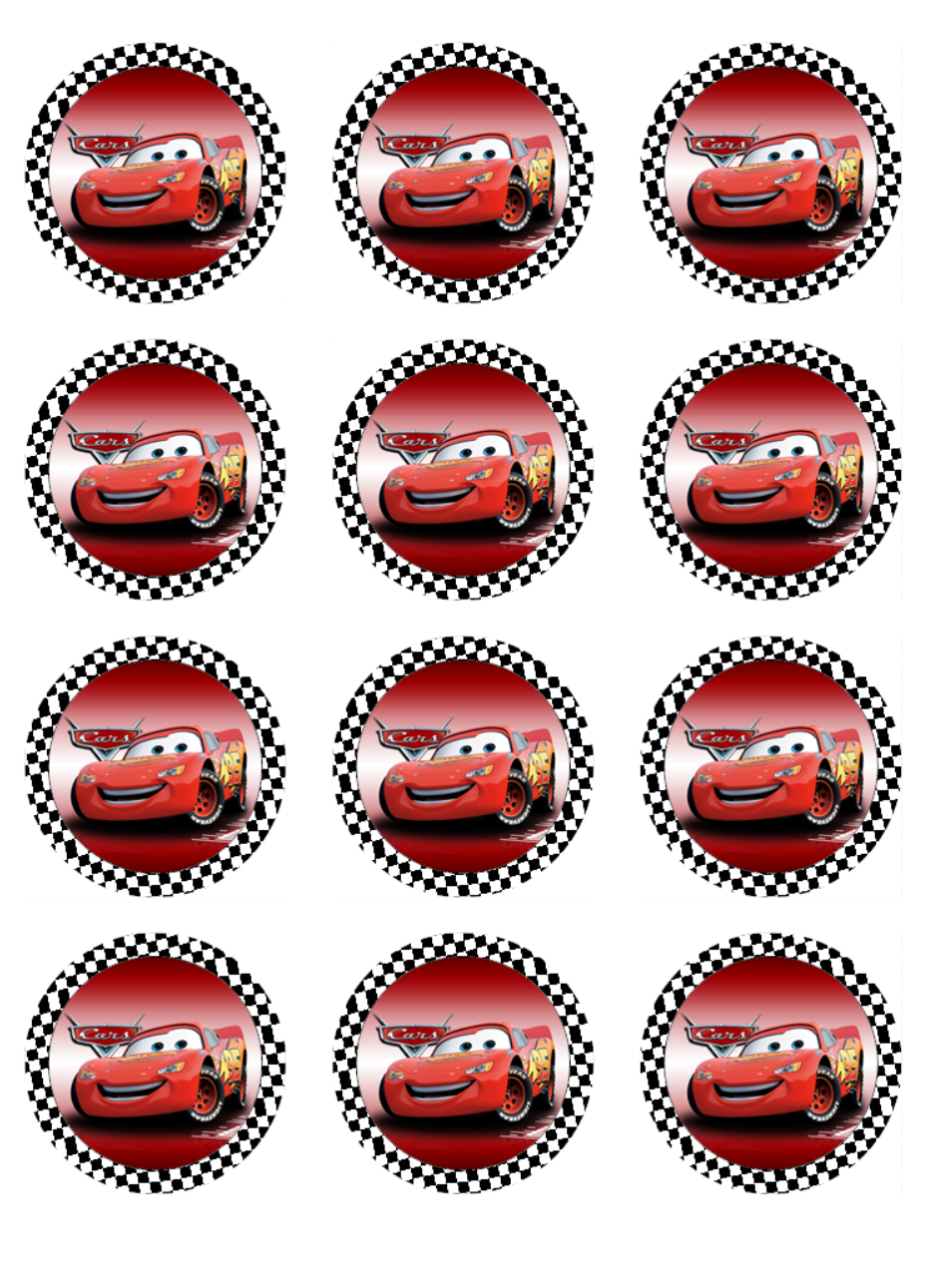 Cars Lightning McQueen Edible Icing Cupcake Toppers