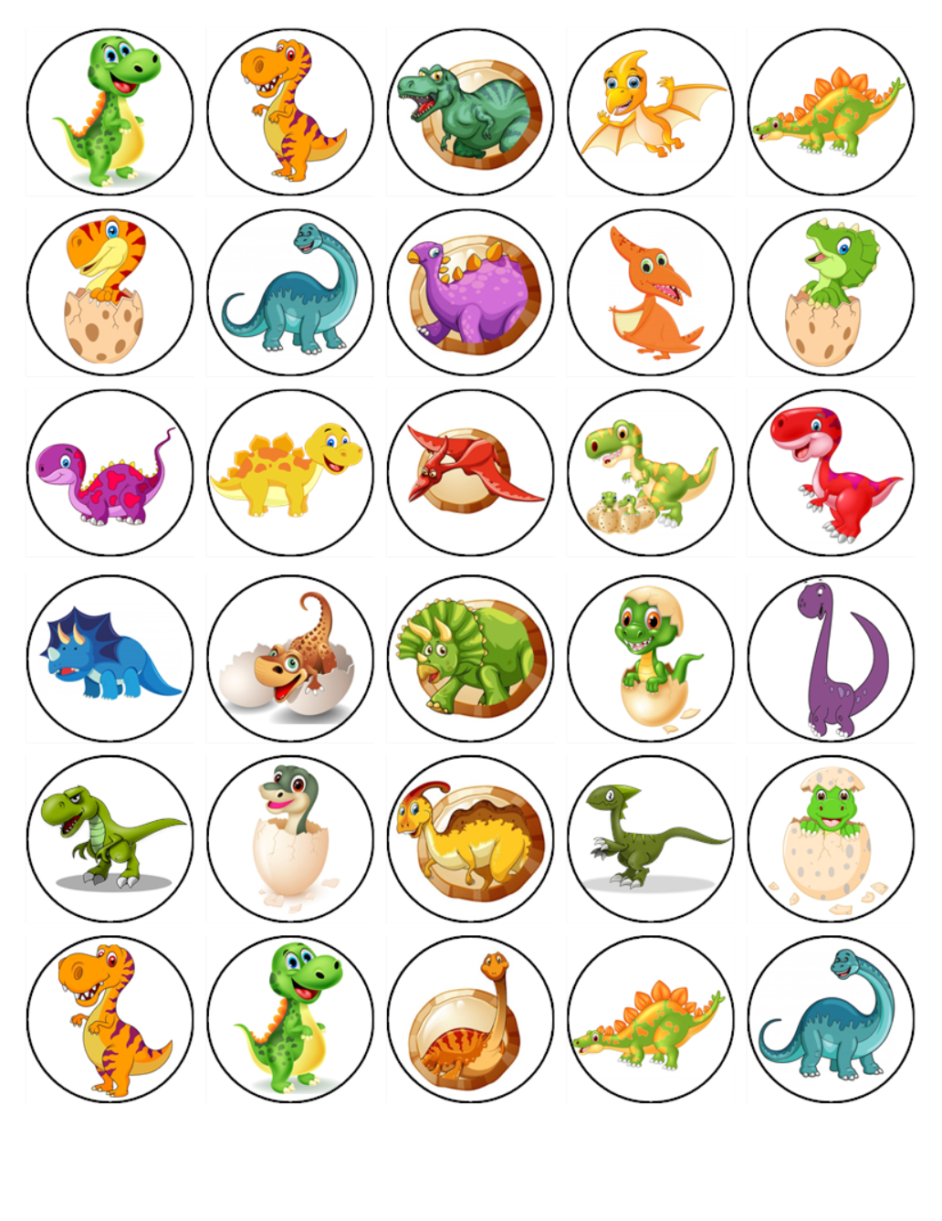 Dinosaur Edible Icing Cupcake Toppers – Jurassic Party