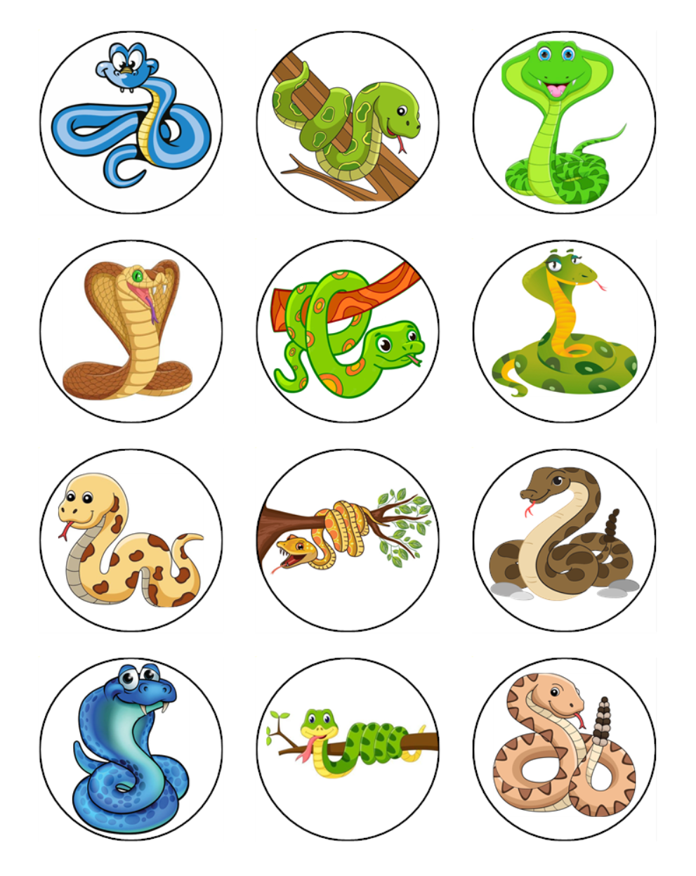 Snake Edible Icing Cupcake Toppers – Jungle Animal Party