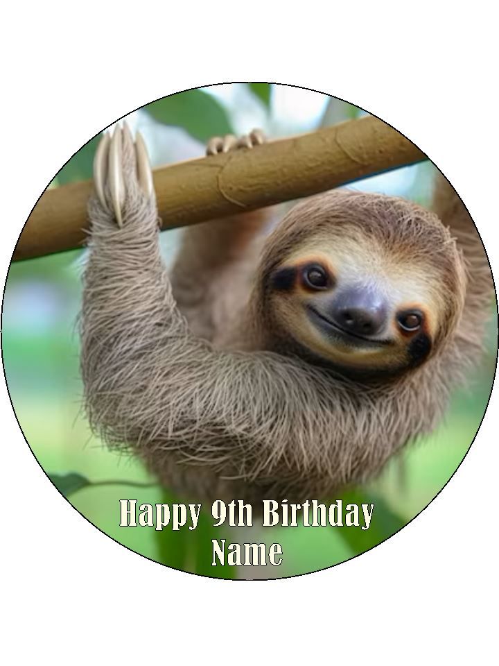 Sloth Edible Icing Cake & Cupcake Toppers – Jungle Party