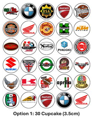 Motorcycle Logo Edible Cupcake Toppers – Custom Designs Available Motorcycle Logo Edible Cupcake Toppers – Custom Designs Available