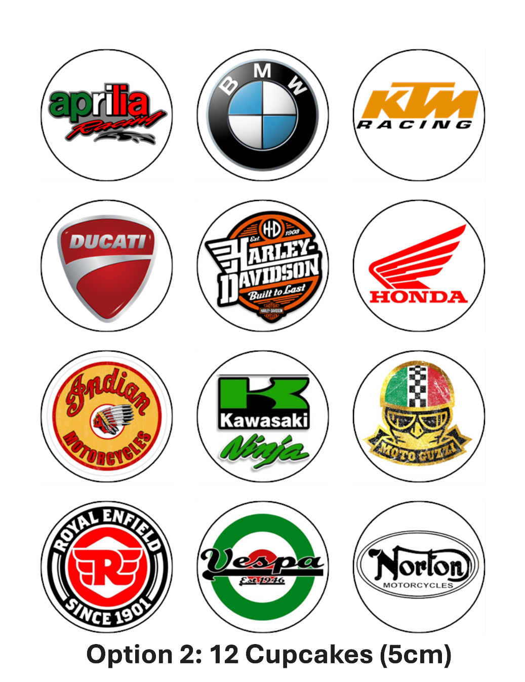 Motorcycle Logo Edible Cupcake Toppers – Custom Designs Available