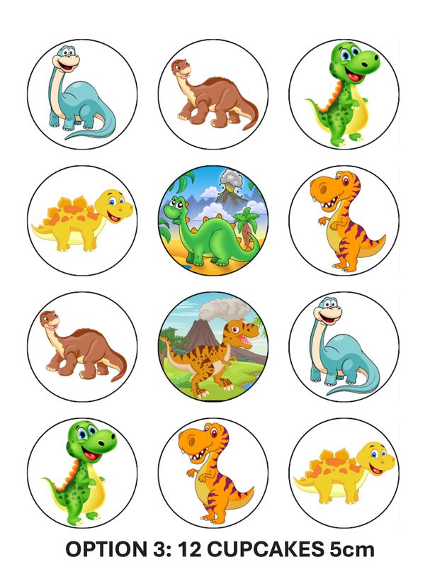 Dinosaur Edible Icing Cupcake Toppers – Jurassic Party