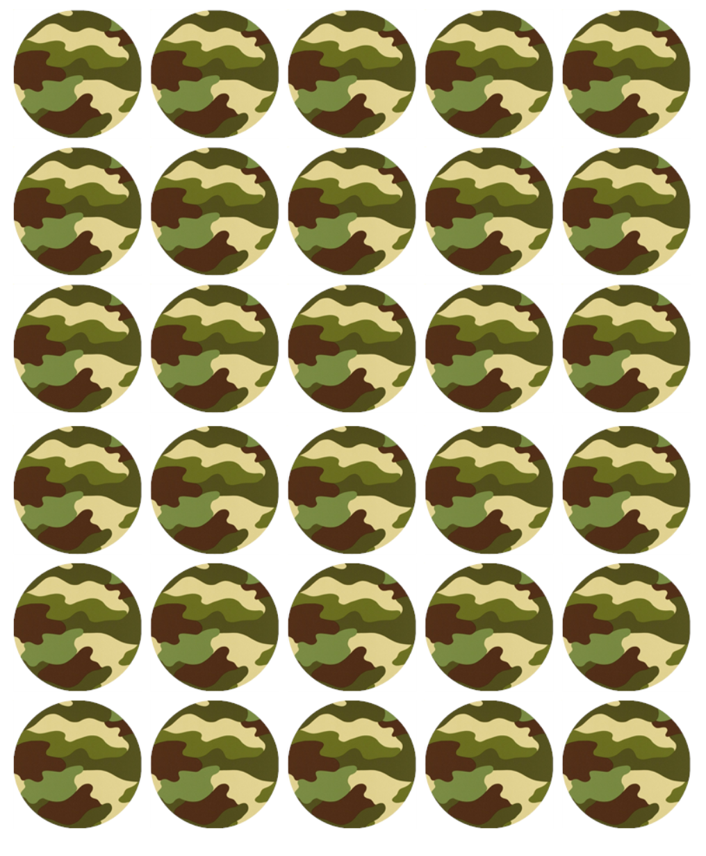 Army Camouflage Edible Cupcake Toppers – Military Theme