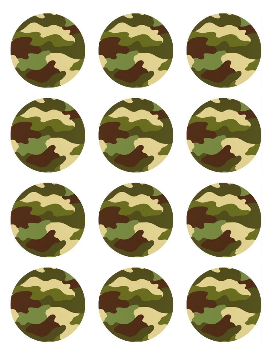 Army Camouflage Edible Cupcake Toppers – Military Theme