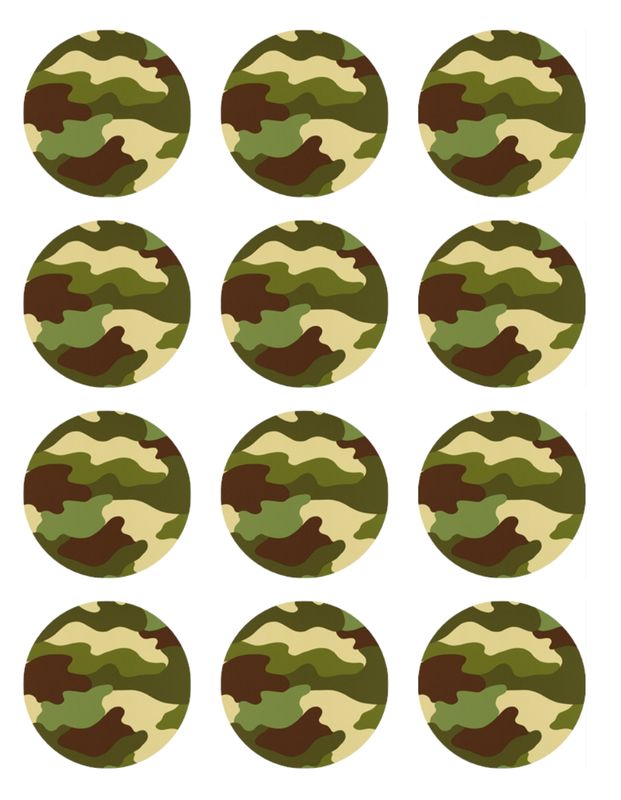 Army Camouflage Edible Cupcake Toppers – Military Theme