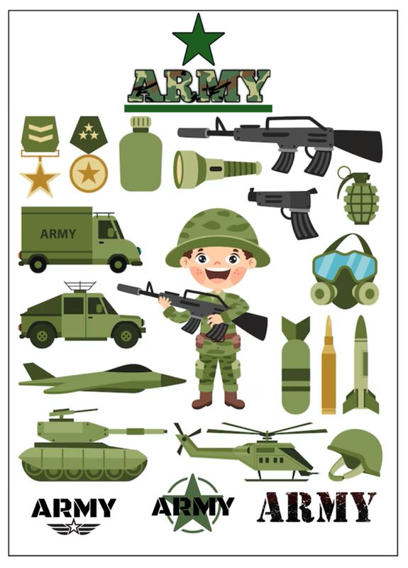 Army Edible Icing Cake & Cupcake Toppers – Tanks & Soldiers