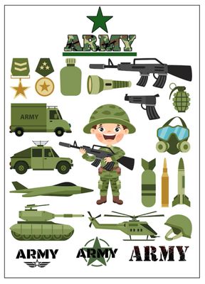 Army Edible Icing Cake & Cupcake Toppers – Tanks & Soldiers Army Edible Icing Cake & Cupcake Toppers – Tanks & Soldiers