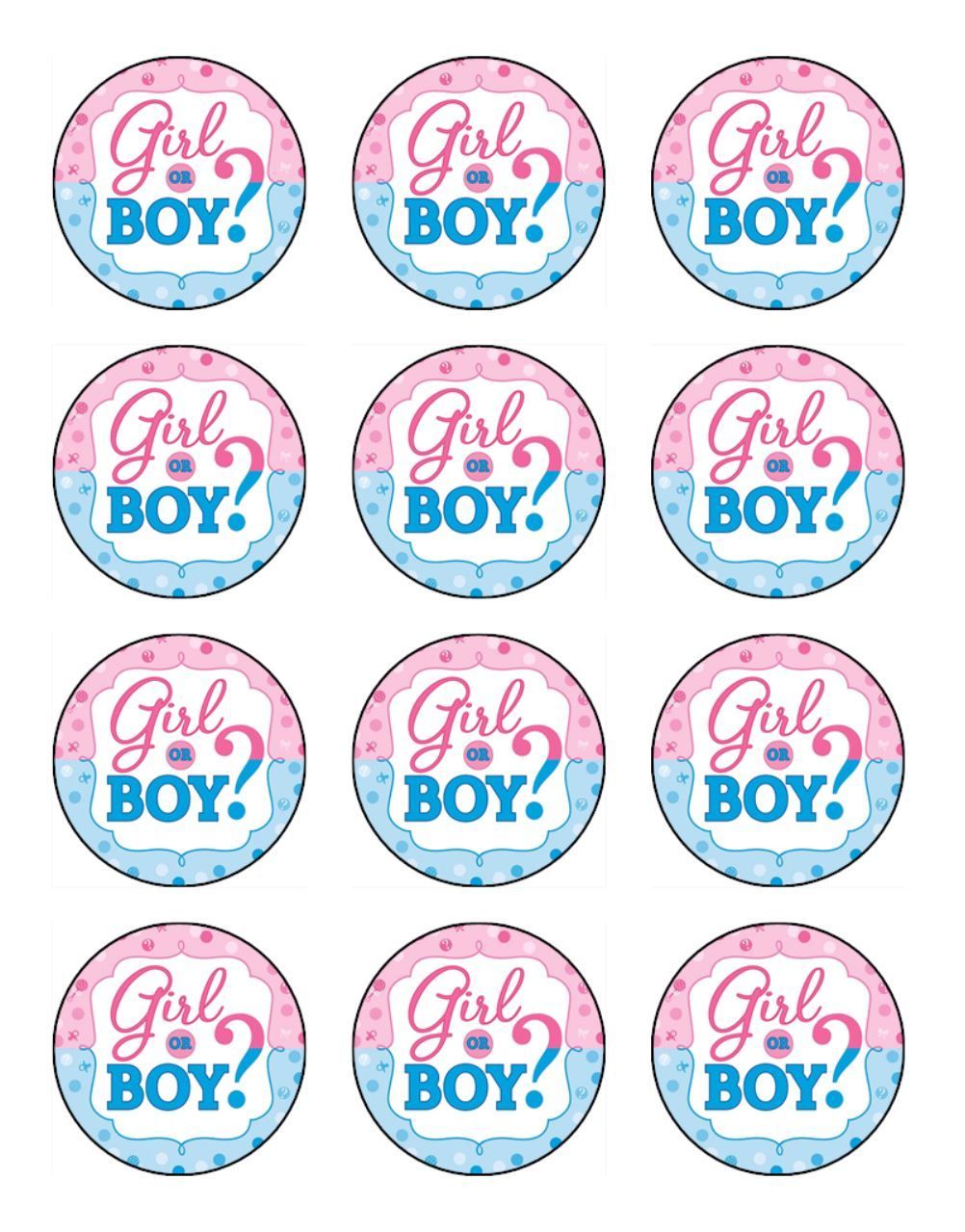 Baby Shower Edible Cupcake Toppers – Gender Reveal Decor