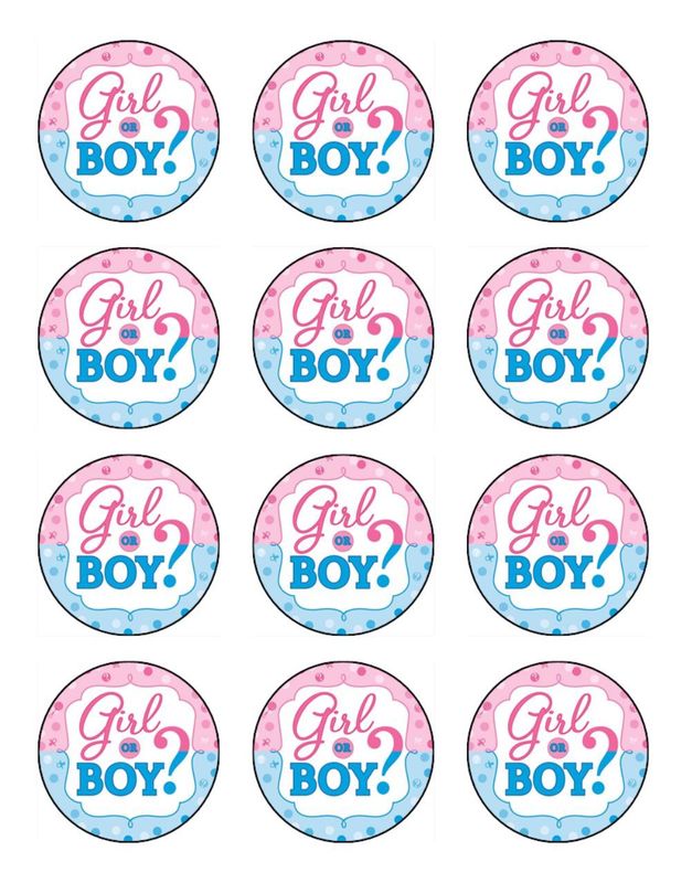 Baby Shower Edible Cupcake Toppers – Gender Reveal Decor