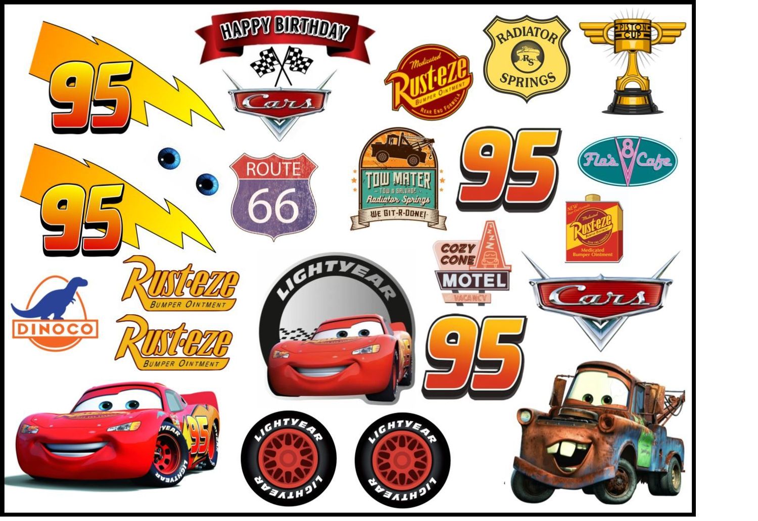 Cars Lightning McQueen A3 Edible Cake Toppers & Cut-Outs