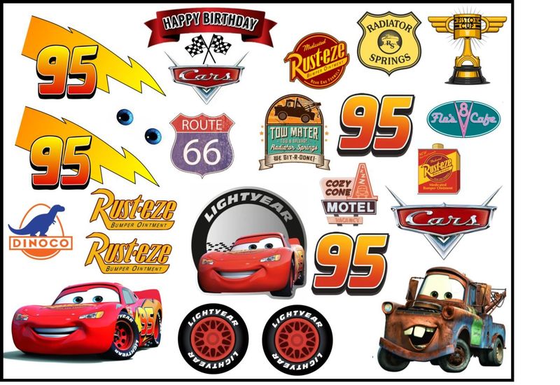 Cars Lightning McQueen A3 Edible Cake Toppers & Cut-Outs