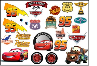Cars Lightning McQueen A3 Edible Cake Toppers & Cut-Outs