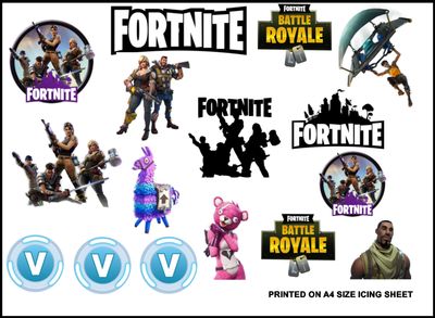 Fortnite Edible Cutout Cake Toppers for Gamer Parties A4 Fortnite Edible Cutout Cake Toppers for Gamer Parties A4