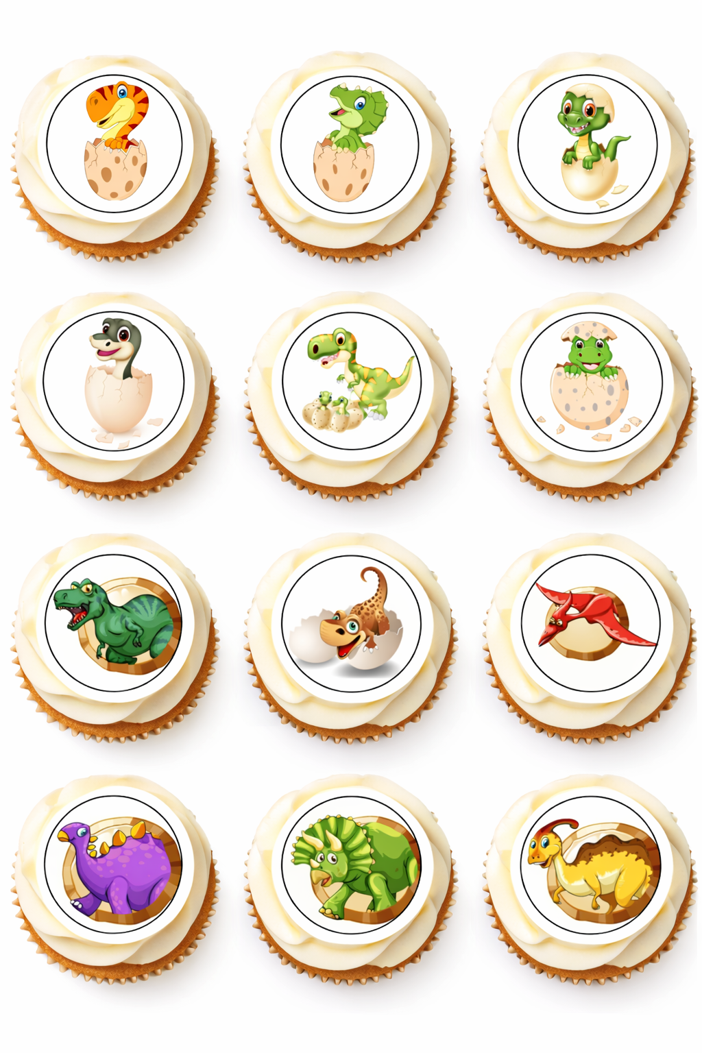 Dinosaur Edible Icing Cupcake Toppers – Jurassic Park Dinosaur Birthday Party Decorations