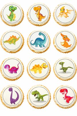 Dinosaur Edible Icing Cupcake Toppers – Jurassic Park Dinosaur Birthday Party Decorations