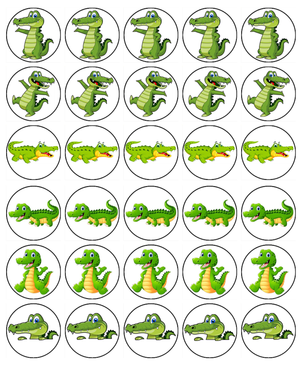 Crocodile Edible Cupcake Toppers – Icing Jungle Theme Decorations