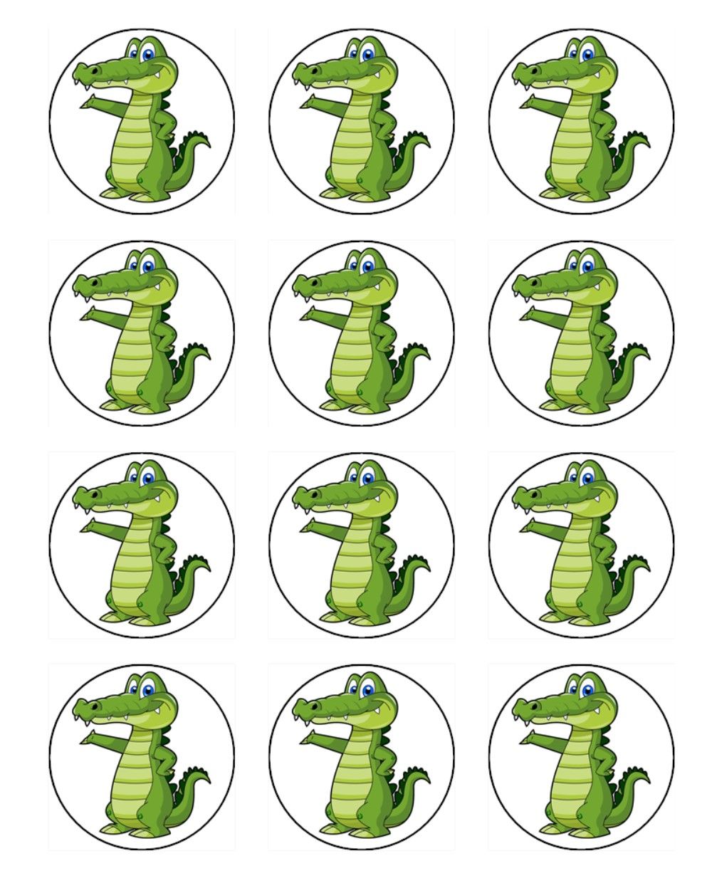 Crocodile Edible Cupcake Toppers – Icing Jungle Theme Decorations