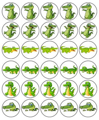 Crocodile Edible Cupcake Toppers – Icing Jungle Theme Decorations