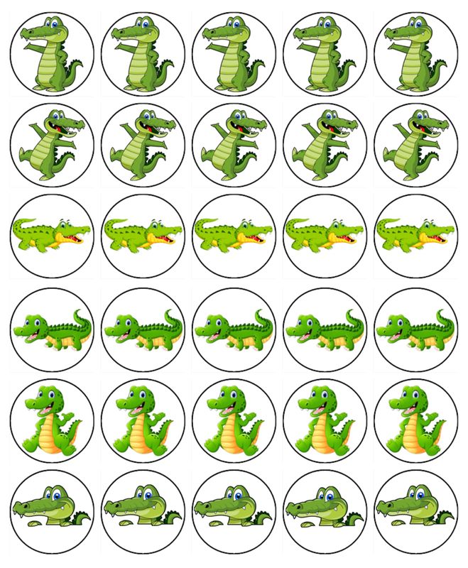 Crocodile Edible Cupcake Toppers – Icing Jungle Theme Decorations