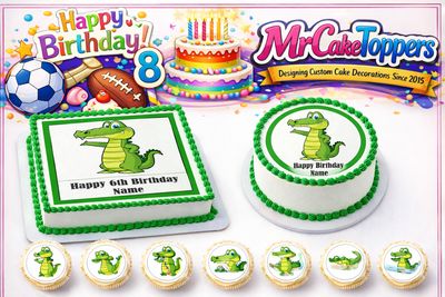 Crocodile Cake Topper & Cupcake Toppers – Edible Icing Designs