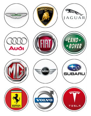 Luxury Car Logo's Edible Icing Cupcake Decorations (5cm Round) #02 Luxury Car Logo's Edible Icing Cupcake Decorations (5cm Round) #02
