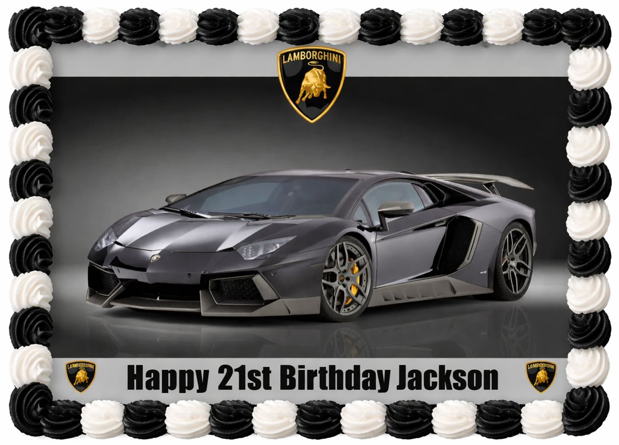 Lamborghini Edible Cake & Cupcake Toppers | Birthday Party Decorations