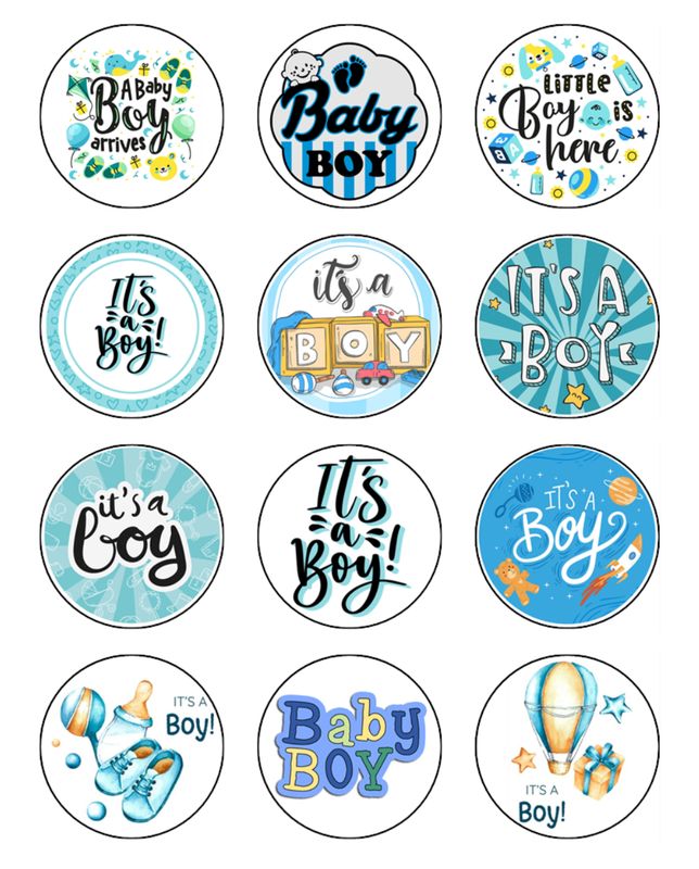 Baby Shower Edible Icing Cupcake Toppers – Gender Reveal Cake Decorations
