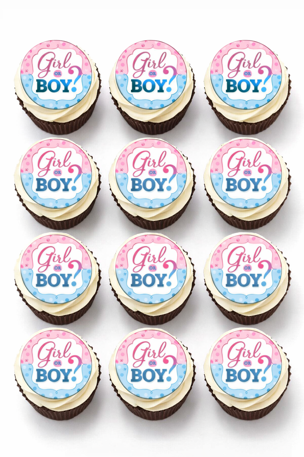 Baby Shower Gender Reveal Edible Cake & Cupcake Decor
