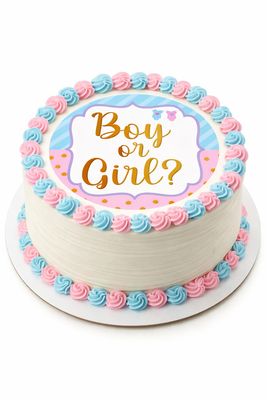 Baby Shower Gender Reveal Edible Cake & Cupcake Decor