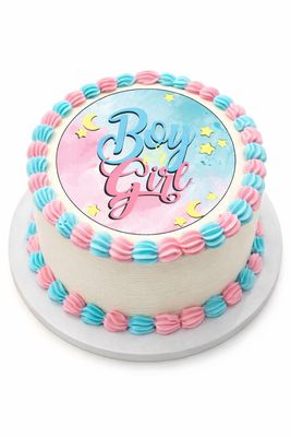 Baby Shower Gender Reveal Edible Cake & Cupcake Decor
