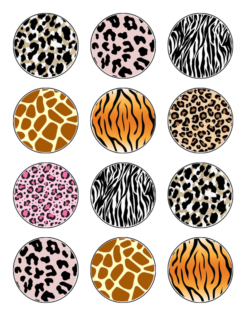 Animal Print Edible Cupcake Toppers – Safari & Wild Party Decorations