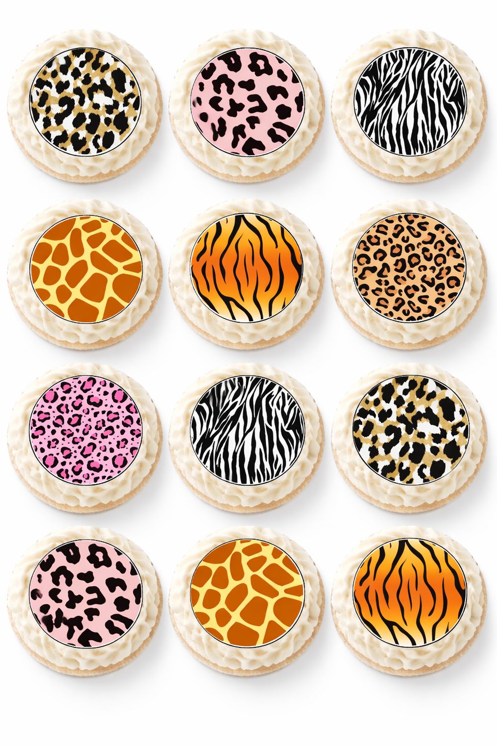 Animal Print Edible Cupcake Toppers – Safari & Wild Party Decorations