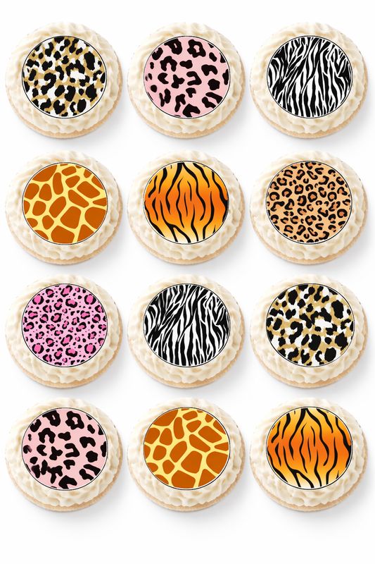 Animal Print Edible Cupcake Toppers – Safari & Wild Party Decorations Animal Print Edible Cupcake Toppers – Safari & Wild Party Decorations