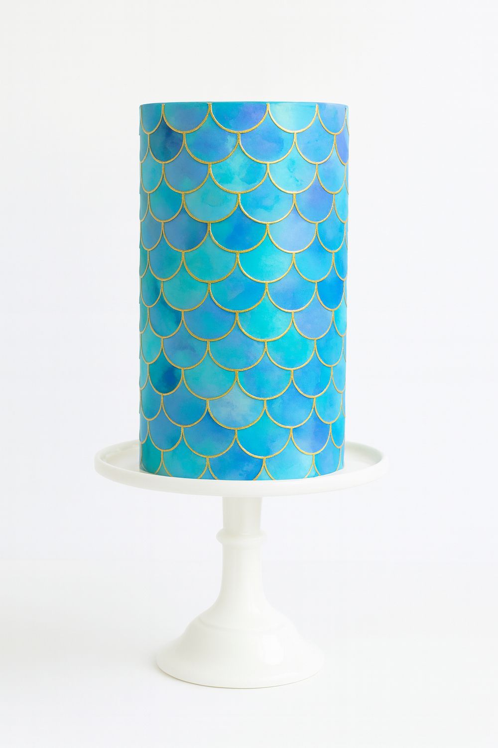 Mermaid Print Blue Edible Icing Cake & Cupcake Toppers - Cake Wrap & Pattern Decorations