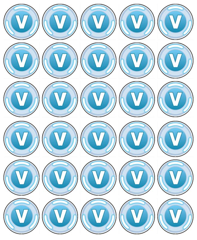 V Bucks Fortnite Edible Icing Cupcake Gaming Decorations (2 Sizes)