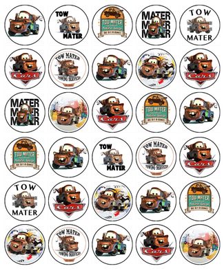 Cars Mater Edible Icing Cupcake Toppers – Party Fun