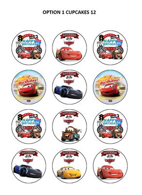 Cars Lightning McQueen Edible Icing Cupcake Toppers Cars Lightning McQueen Edible Icing Cupcake Toppers