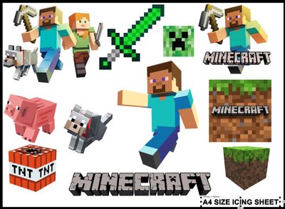 Minecraft Edible Icing Logo Decal Sheet – Awesome Cake Decorations for Minecraft Fan! (2 Sizes)