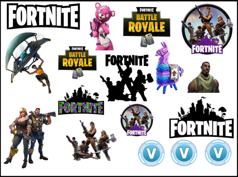Fortnite Edible Cutout Cake Toppers for Gamer Parties A3