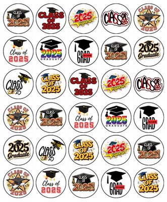 Graduation Hat Class of 2025 Edible Icing Cupcake Toppers – 2 Sizes Graduation Hat Class of 2025 Edible Icing Cupcake Toppers – 2 Sizes