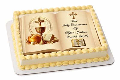 First Holy Communion Bible Edible Icing A4 Cake Toppers First Holy Communion Bible Edible Icing A4 Cake Toppers