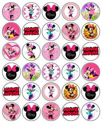 Minnie Mouse Edible Icing Cupcake Toppers – Custom Designs Minnie Mouse Edible Icing Cupcake Toppers – Custom Designs