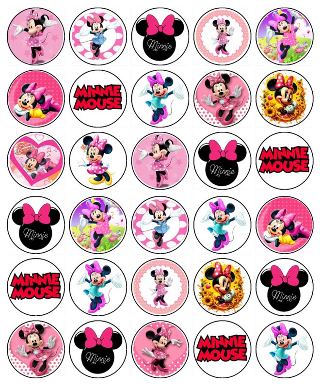 Minnie Mouse Edible Icing Cupcake Toppers – Custom Designs